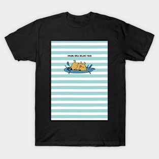 Funny relaxed dog on striped background T-Shirt